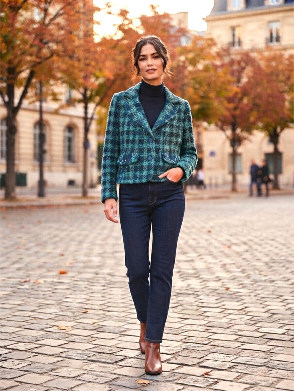 Requirements Plaid Bouclé Blazer Jacket sz 16